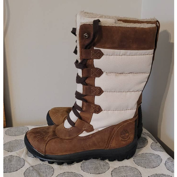 Timberland MT Hayes F/L Lace Up Women's 6 Tan and Cream / Off White Boots - Picture 1 of 6